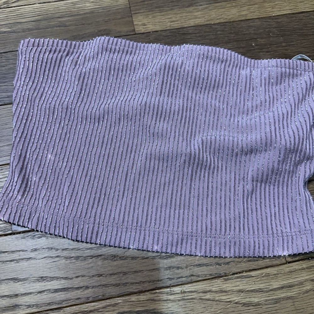 NWT Mauve Ribbed Glitter Tube Top